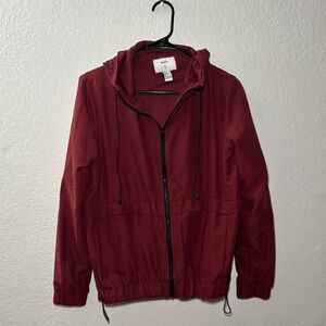 Maroon Zip-Up Windbreaker Jacket